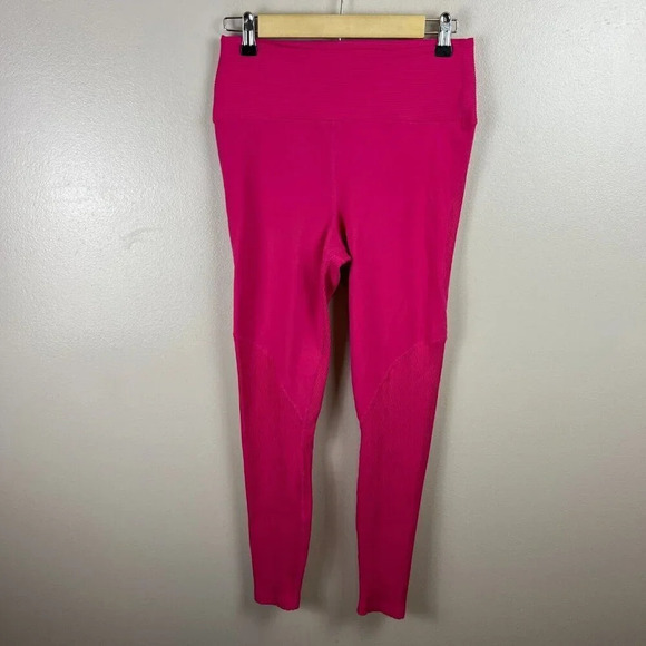 Year Of Ours Ribbed High Rise Leggings Size Large Pink Barbie Athletic Workout - Picture 1 of 10